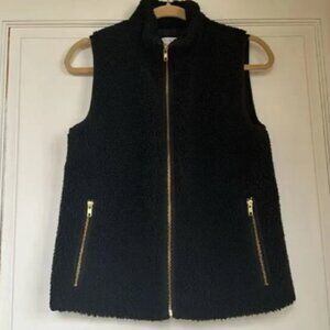 Fuzzy Vest With Gold Zipper Accents By J Crew